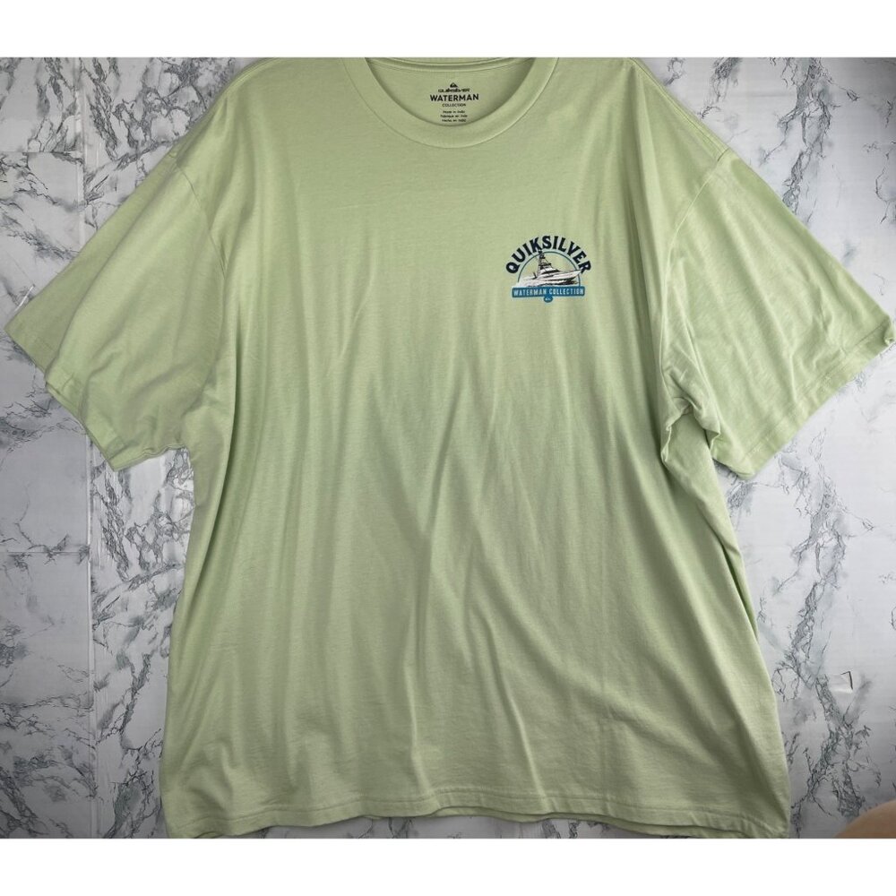 Quiksilver Waterman Collection Mens XXL T-Shirt Light Green 100% Cotton